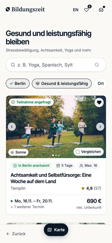 Kursliste mit anerkannten Kursen